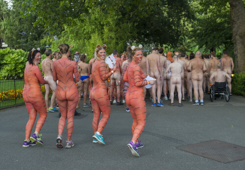 ZSL London Zoo, UK. Cheeky challengers to streak naked through ZSL London Zoo for tigers.Streak for 