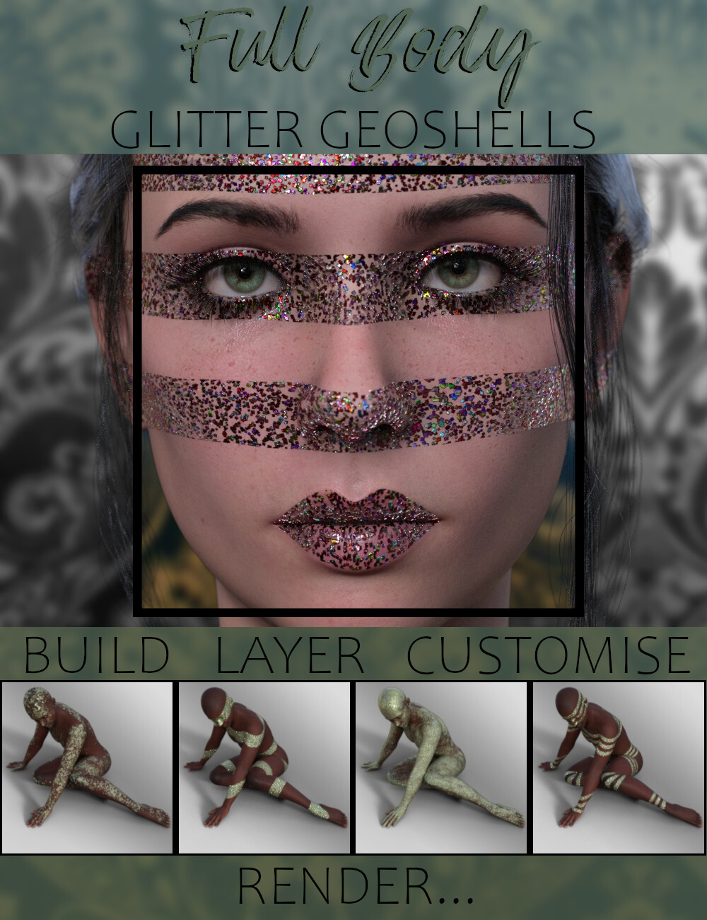 Full-Body Glitter Geoshells for Genesis 9*