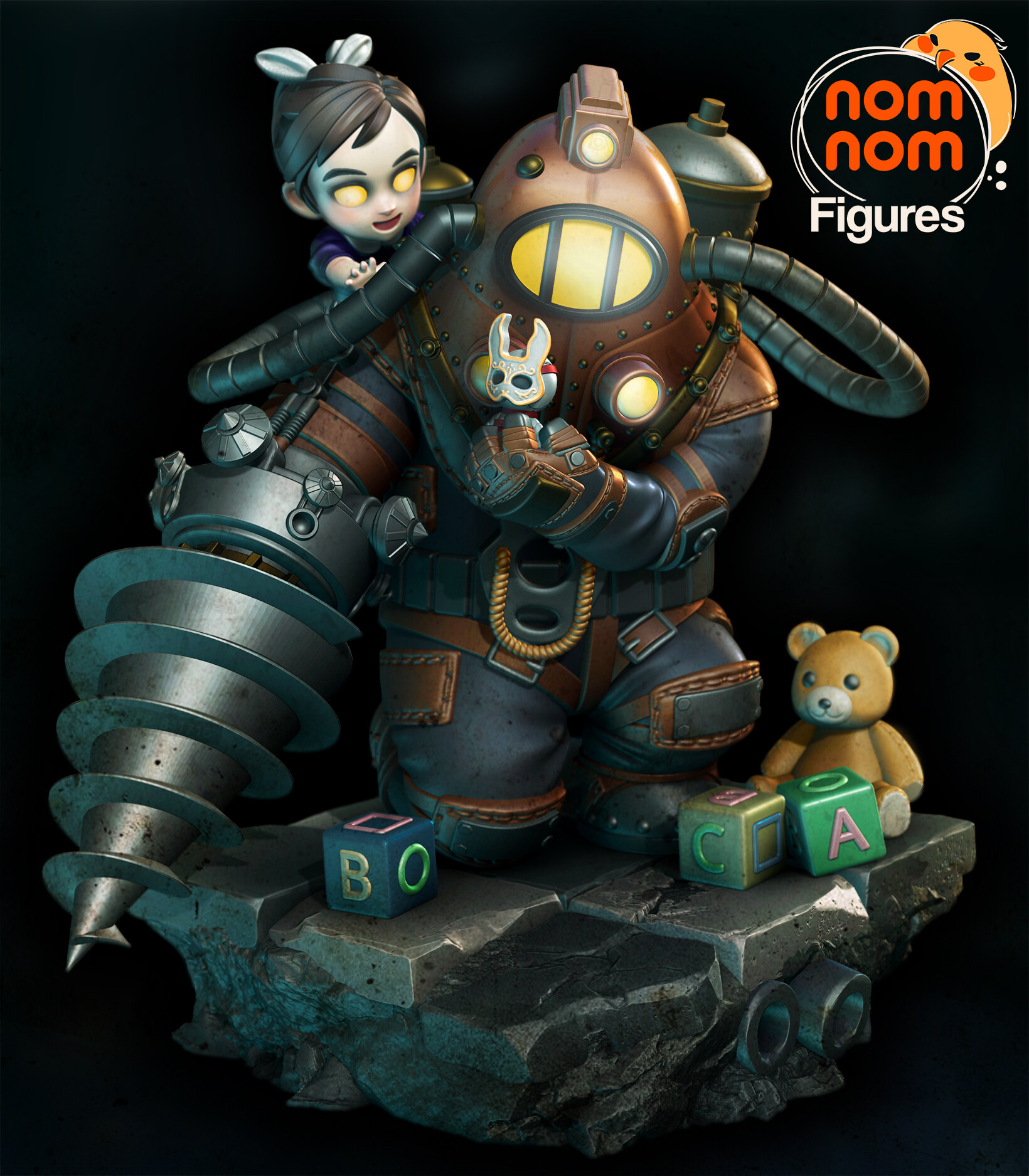 Chibi Big Daddy and Little Sister - Bioshock STL figure for 3D Print